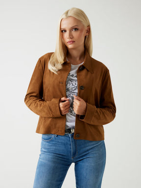 Chaqueta corta de ante sintético