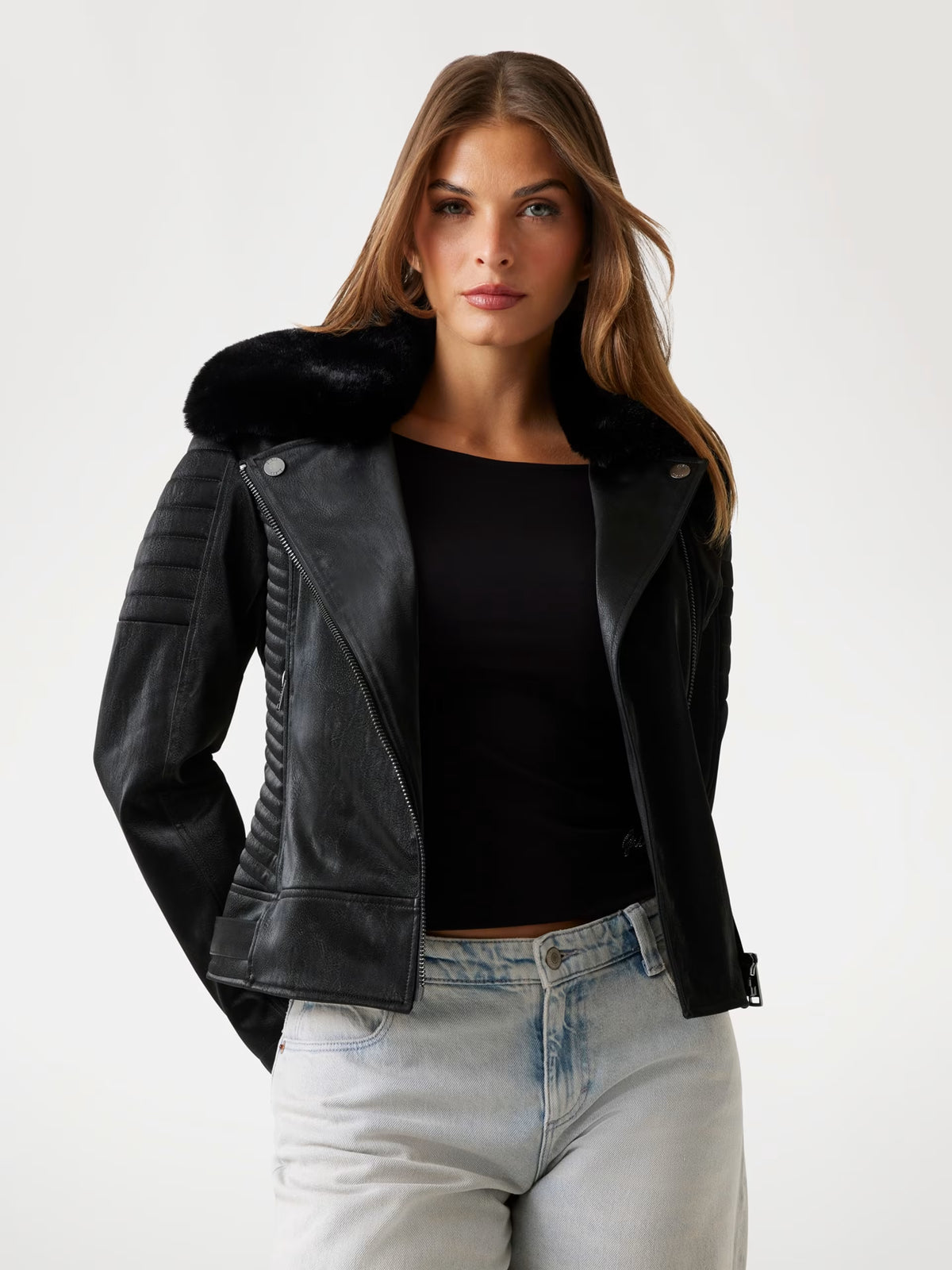 Chaqueta de motociclista de piel sintética