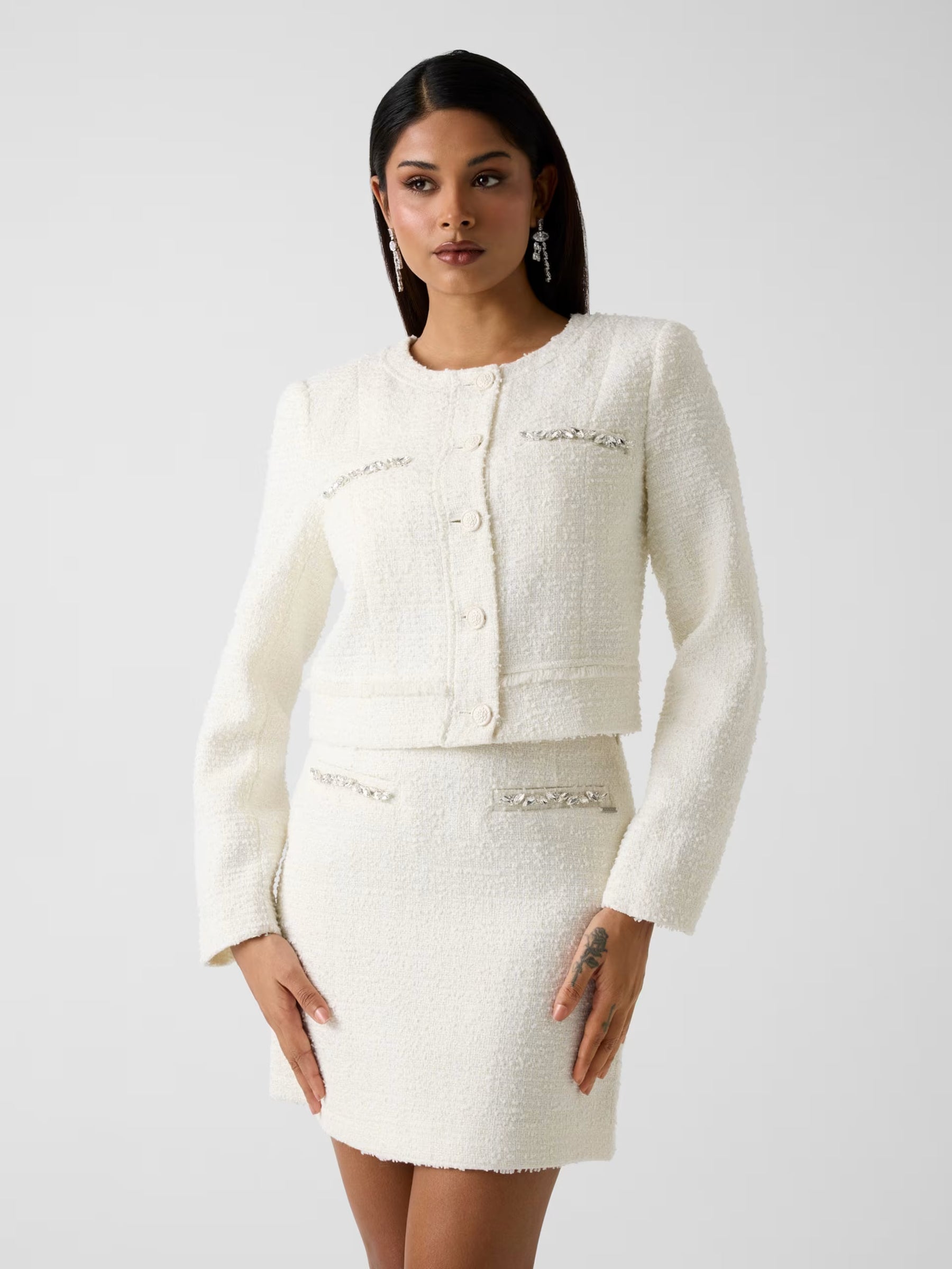 Chaqueta de tweed de mezcla de lana